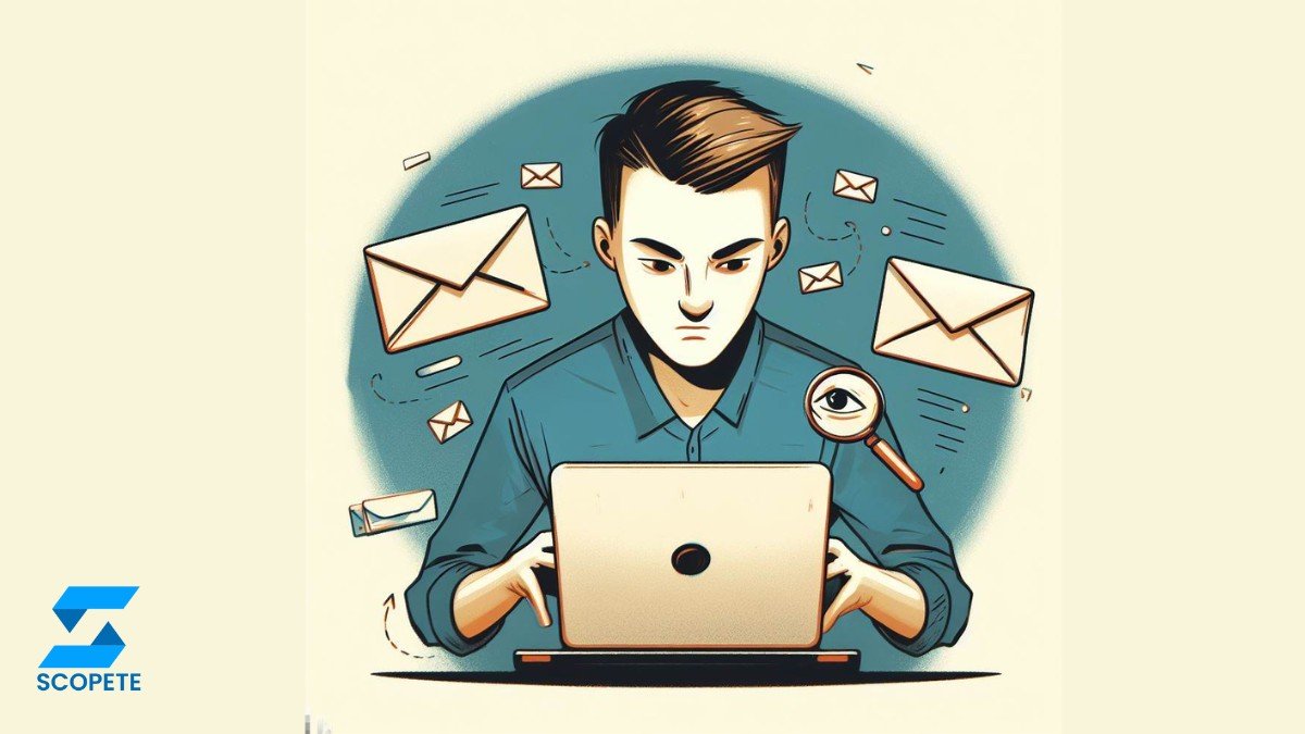 A person looking at a suspicious email1 message.